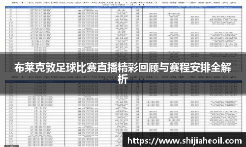 布莱克敦足球比赛直播精彩回顾与赛程安排全解析