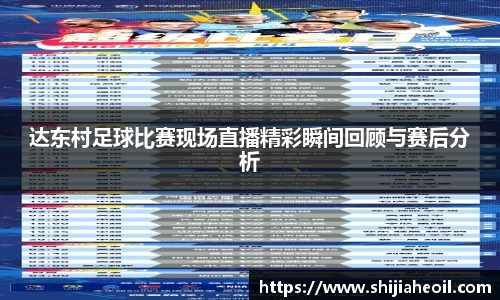 达东村足球比赛现场直播精彩瞬间回顾与赛后分析