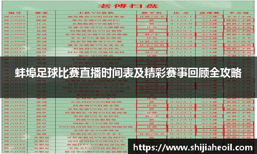蚌埠足球比赛直播时间表及精彩赛事回顾全攻略